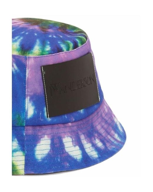 J.W. Anderson Blue Jw Anderson Tie-Dyed Logo-Patch Bucket Hat
