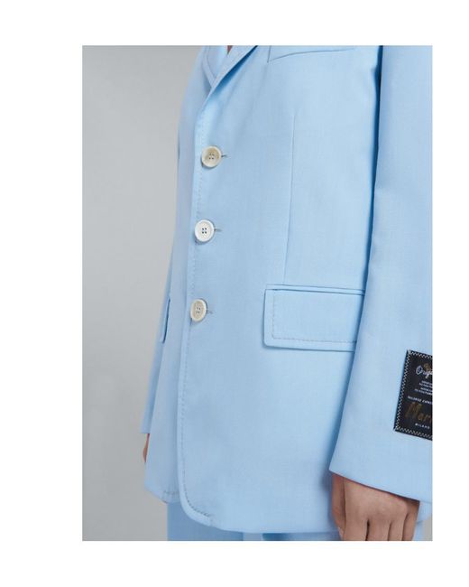 Marni Blue Single-Breasted Buttoned Blazer