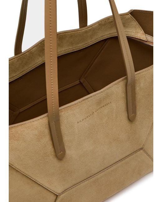 Brunello Cucinelli Natural Suede Tote Bag