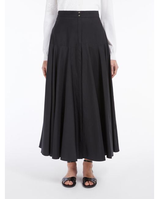 Max Mara Black Studio Oxiria Pleated Long Skirt