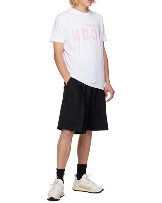 DSquared² White Logo Printed Crewneck T-Shirt for men