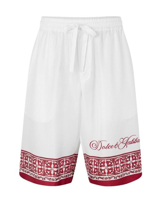 Dolce & Gabbana White Printed Shorts for men
