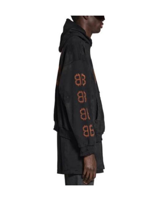 Balenciaga Black Crypto Faded Medium Fit Hoodie for men