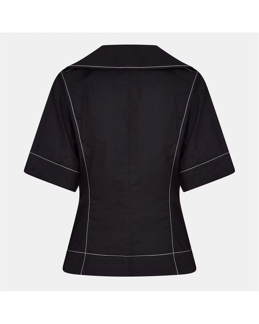 Ganni Black Wrap Blouse Ld99