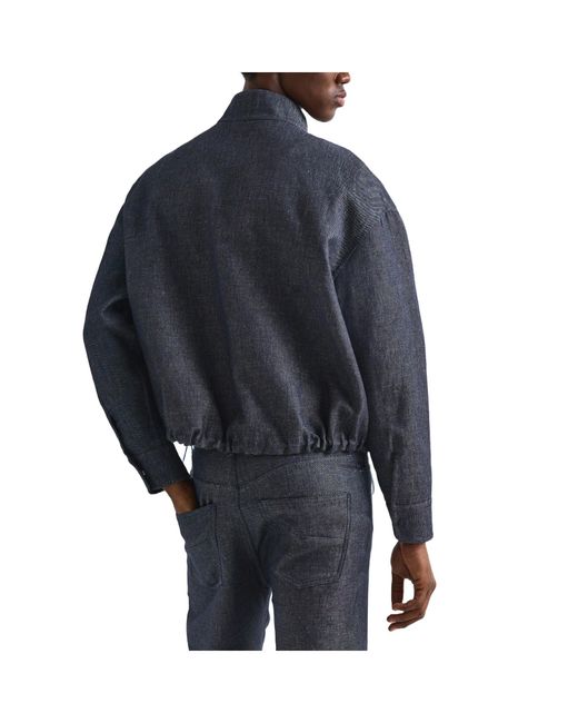 Fendi Blue Stand Collar Zip-Up Jacket for men