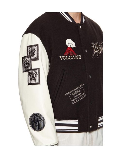 Wooyoungmi Black Patch-Detail Bomber Jacket for men