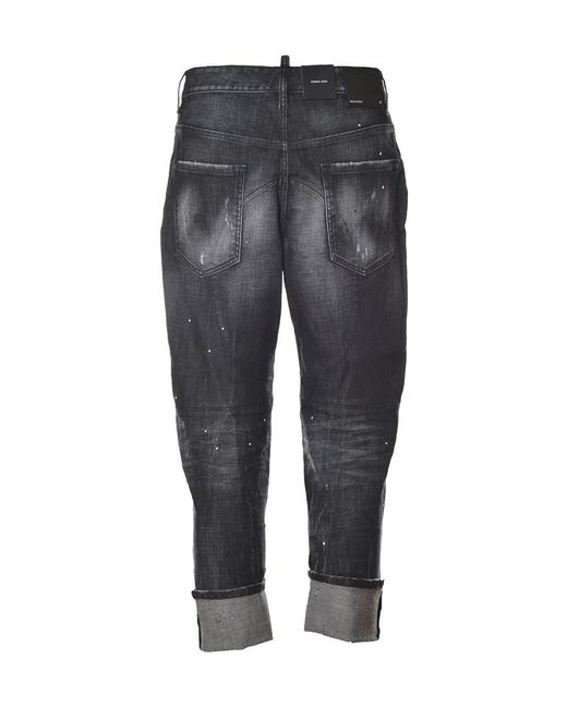 DSquared² Gray Logo-Patch Denim Jeans for men
