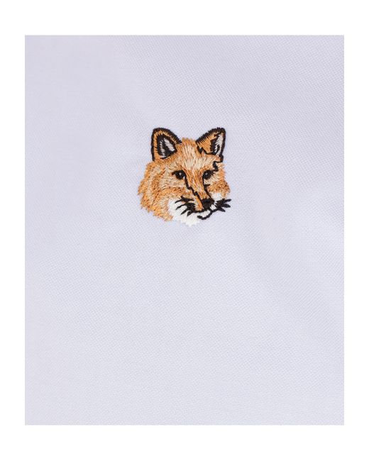 Maison Kitsuné White Maison Kitsuné Fox Head Embroidered Long-Sleeved Shirt for men