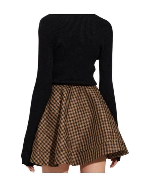 Ganni Black E Long-Sleeved Knitted Polo Top