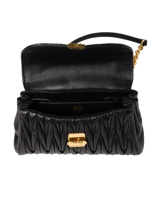 Miu Miu Black Matelassé Nappa Leather Shoulder Bag