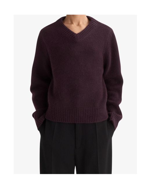 Soft Goat Purple Chunky V-Neck Sweater