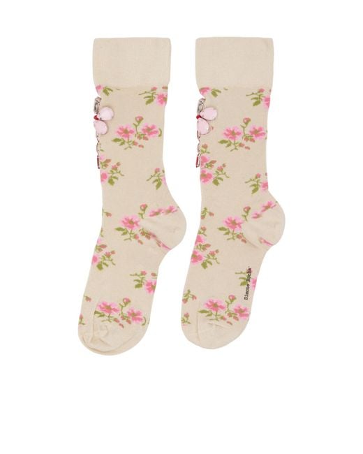 Simone Rocha Pink Jacquard Decorative Socks
