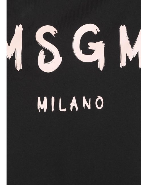 MSGM Black Logo-Print T-Shirt Dress