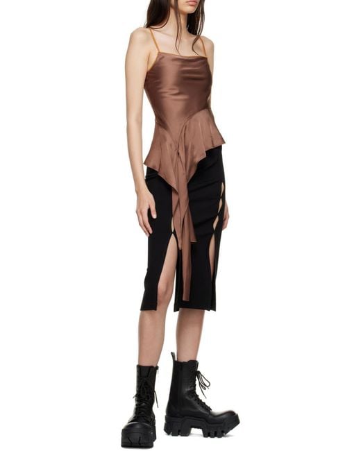 Helmut Lang Brown Asymmetrical Draped Tank Top