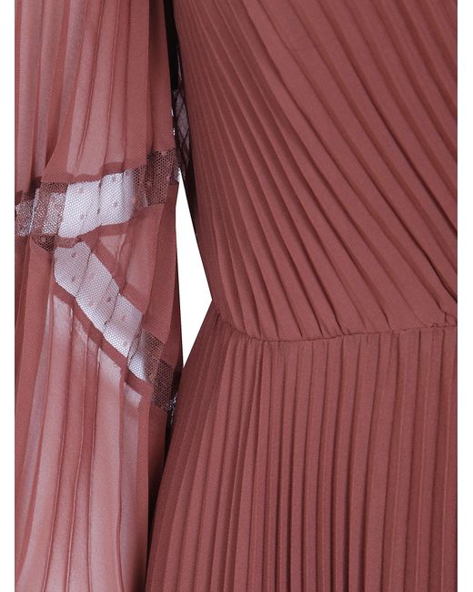 Twinset Red Pleat Design Maxi Dress