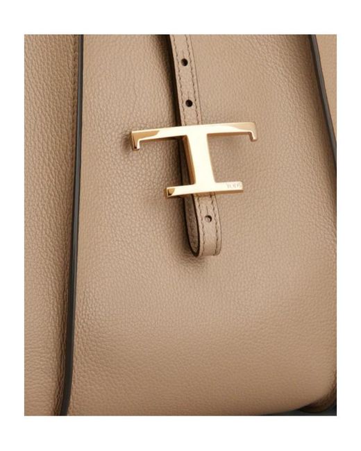Tod's Brown T Timeless Medium Shopping Bag