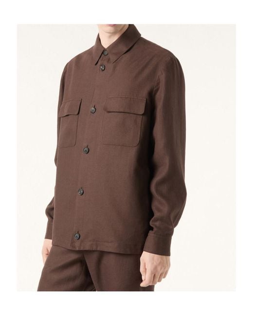 Loro Piana Brown Casual Shirt-Style Jacket for men