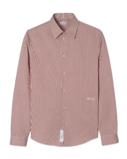 Burberry Pink Slim Fit Striped Cotton Shirt for men