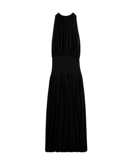 Totême Black Soft Gathered Viscose Dress