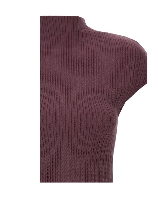 Magda Butrym Purple Ribbed Pleated Mini Dress