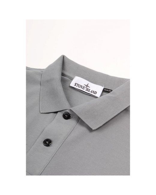 Stone Island Gray Logo Patch Short-Sleeved Polo Shirt for men