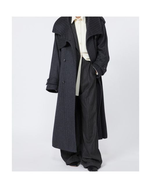 Sportmax Black Arold Striped Belted Coat