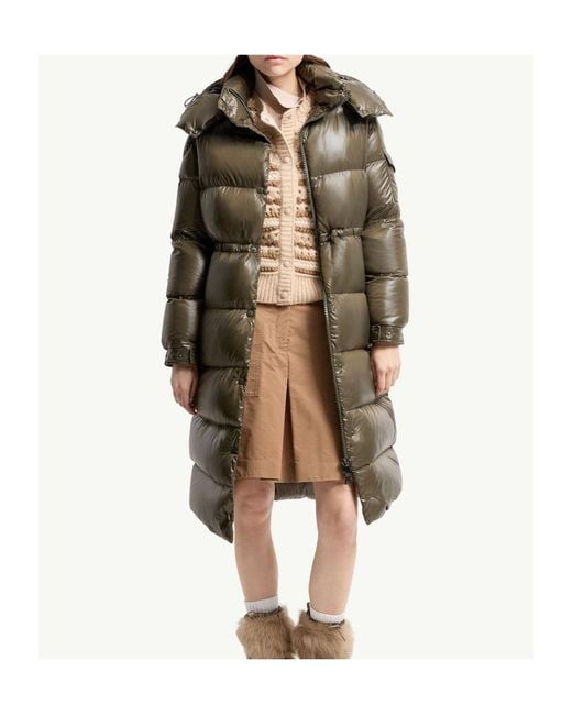 Moncler Green Cavettaz Hooded Long Down Jacket