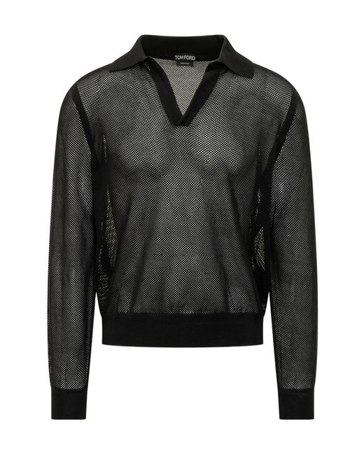 Tom Ford Black V-Neck Knitted Pullover for men