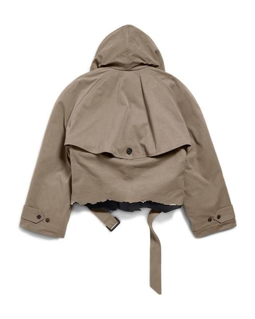 Balenciaga Brown Flipped Hooded Trench Coat