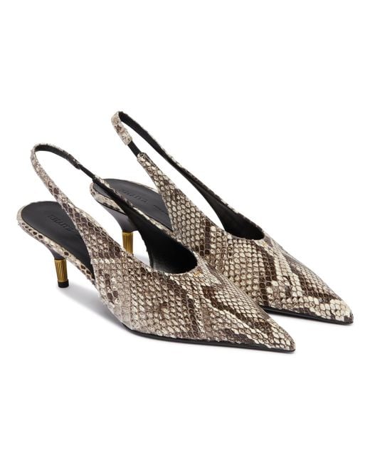 Khaite White Bella Low Python-Print Pumps
