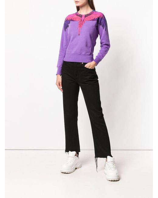Marcelo Burlon Purple Bird Feather Flying Wing Printed Pullover