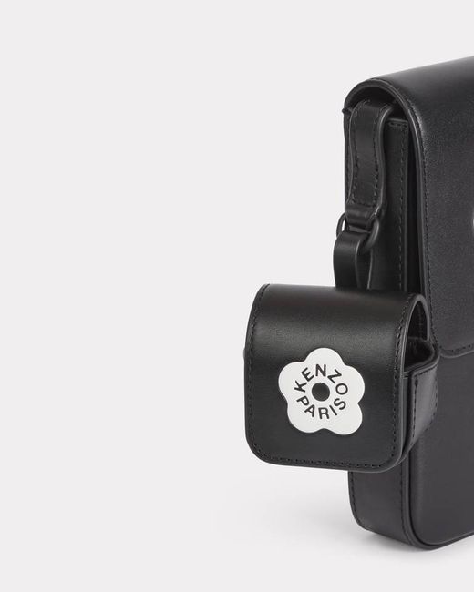KENZO Black Stamp Foldover Top Crossbody Bag