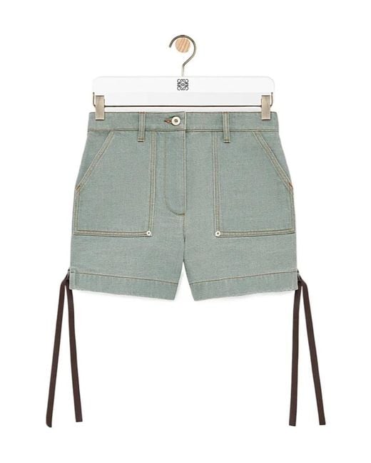 Loewe Green Side-Tie Pocket Shorts