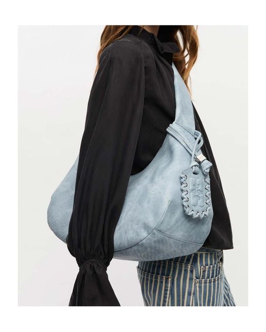 Ganni Blue Bleached Medium Hobo Bag