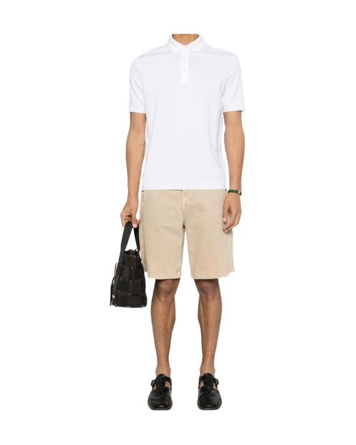 Herno White Short-Sleeved Knitted Polo Shirt for men