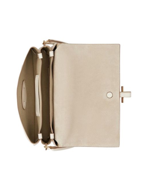 Tod's T Timeless Leather Mini Clamshell Bag in White | Lyst