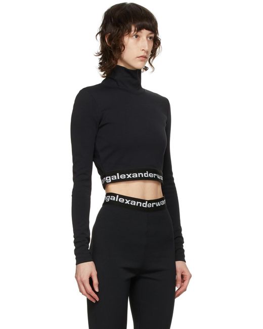 Alexander Wang Black Logo Band Cropped Top