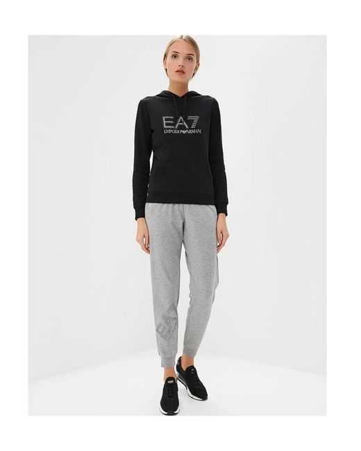 EA7 White Logo Hooded Sweater