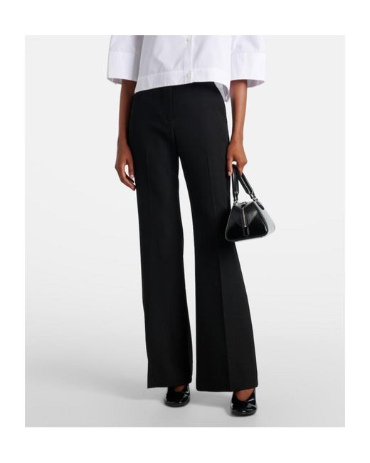 Givenchy Black Mid-Rise Wool Flared Pants