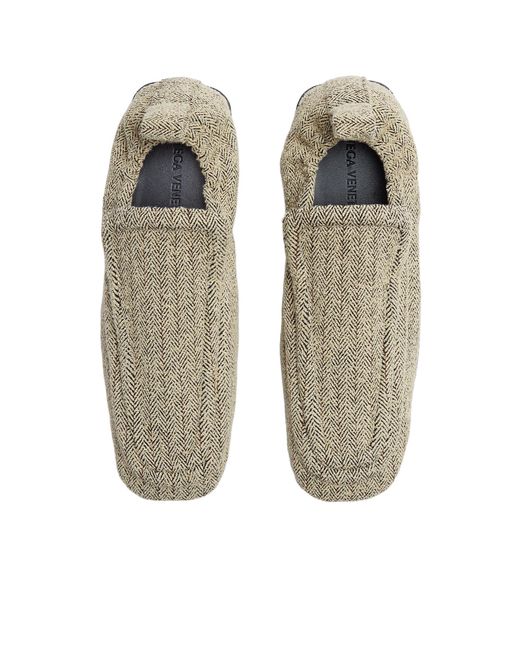 Bottega Veneta Multicolor Herringbone-Pattern Folding-Heel Loafers for men