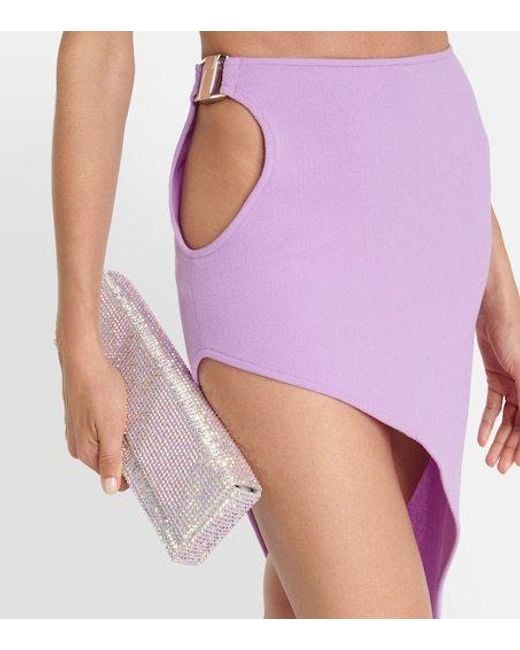 David Koma Purple Asymmetrical Wool Maxi Skirt
