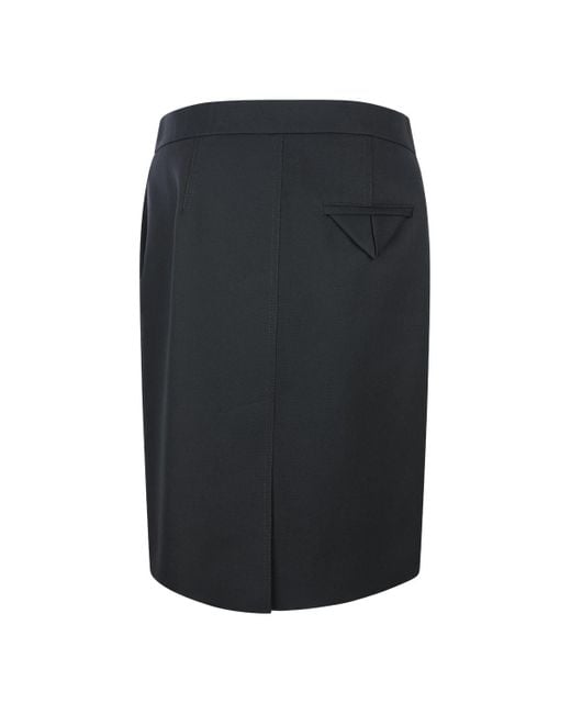 Bottega Veneta Black Slit Detailed Midi Skirt