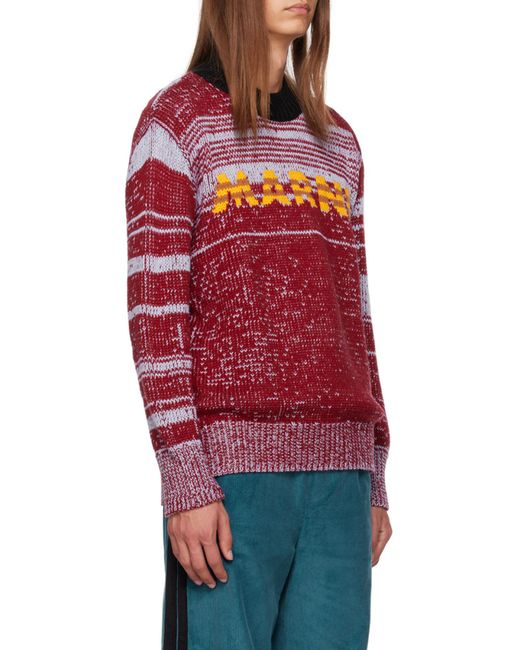 Marni Red Logo Intarsia Crewneck Jumper for men