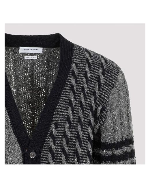 Thom Browne Black 4-Bar Stripe Detailed Cardigan for men