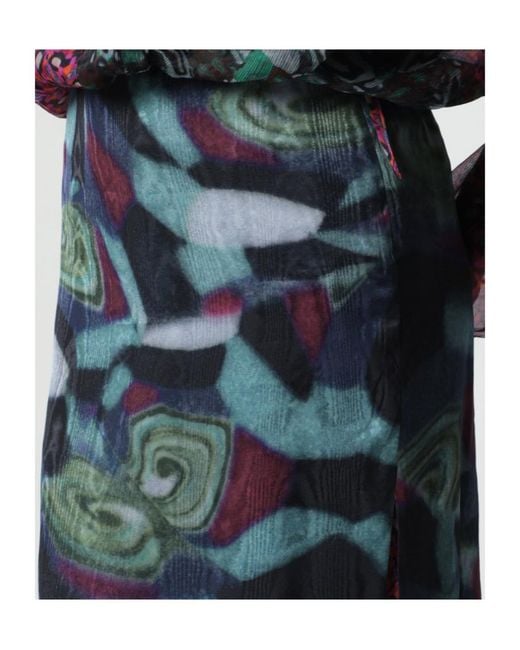 Dries Van Noten Blue Silk-Blend Print Skirt