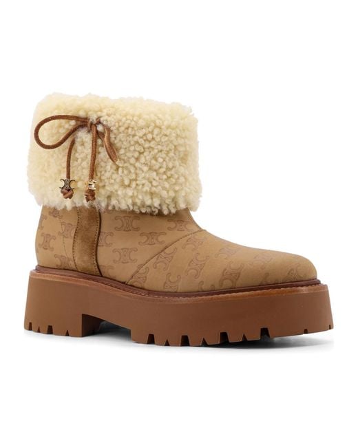 Céline Brown Bulky Cropped Triomphe Boot