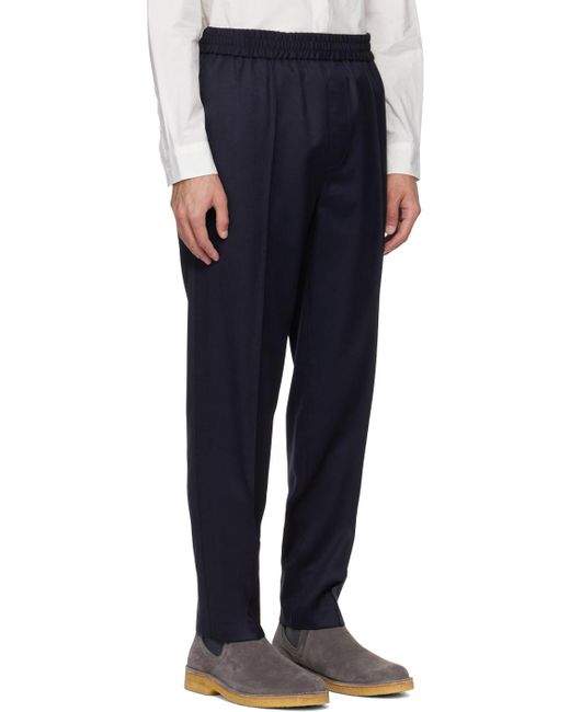 A.P.C. Blue Elastic Waist Straight-Leg Pants for men