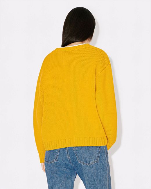 KENZO Yellow Logo Intarsia Crewneck Jumper