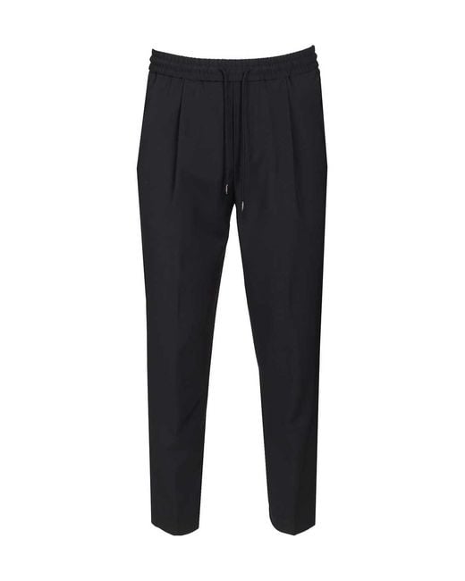 Jacob Cohen Black Drawstring Pleated Trousers for men