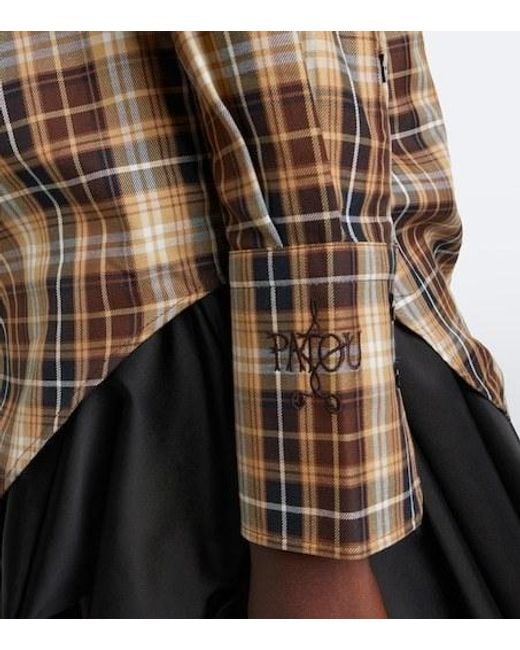 Patou Multicolor Bow-Detail Checked Cotton Shirt
